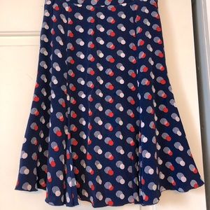 Kate Spade Silk red white blue blush skirt XS EUC